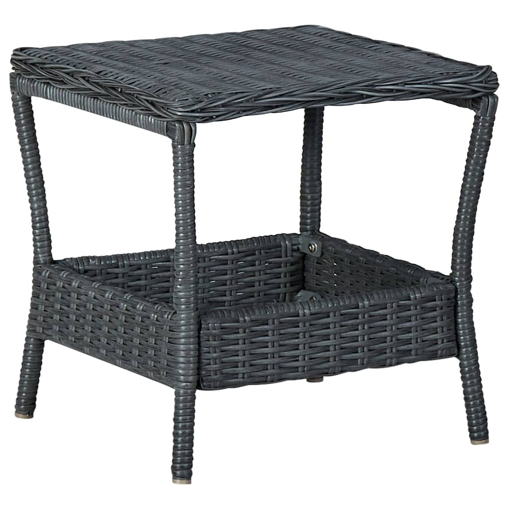 3 Piece Patio Lounge Set with Cushions Poly Rattan Dark Gray