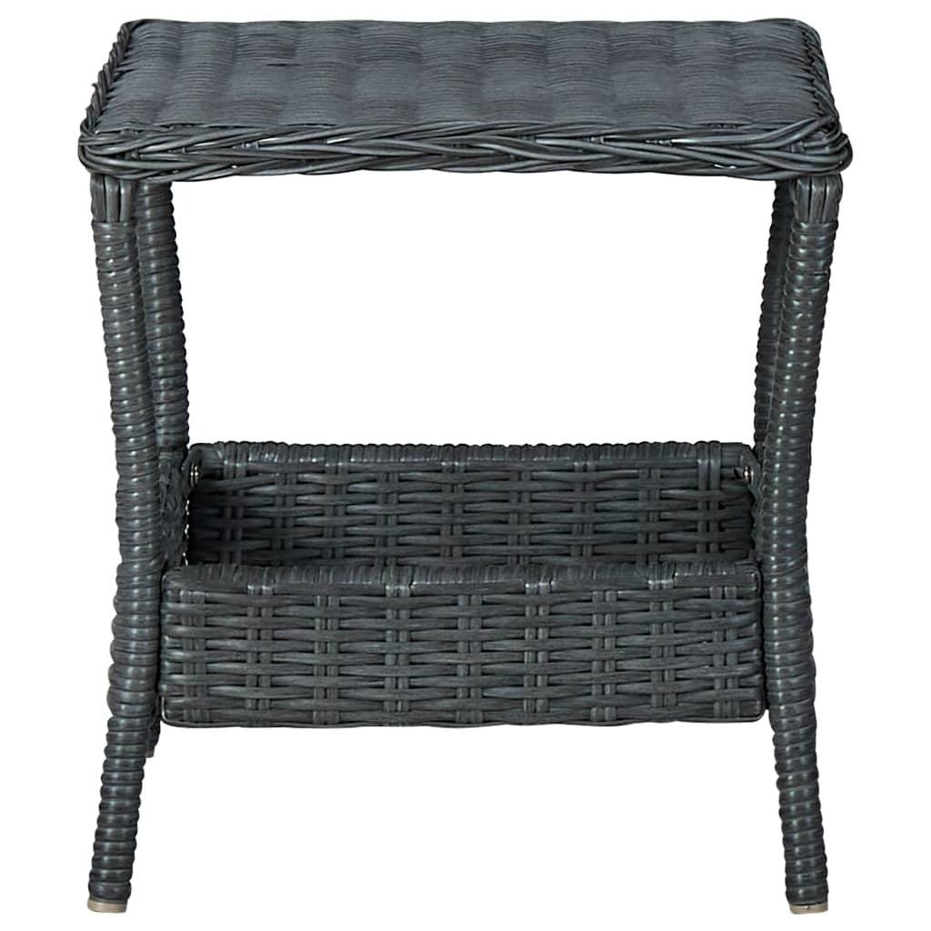 3 Piece Patio Lounge Set with Cushions Poly Rattan Dark Gray