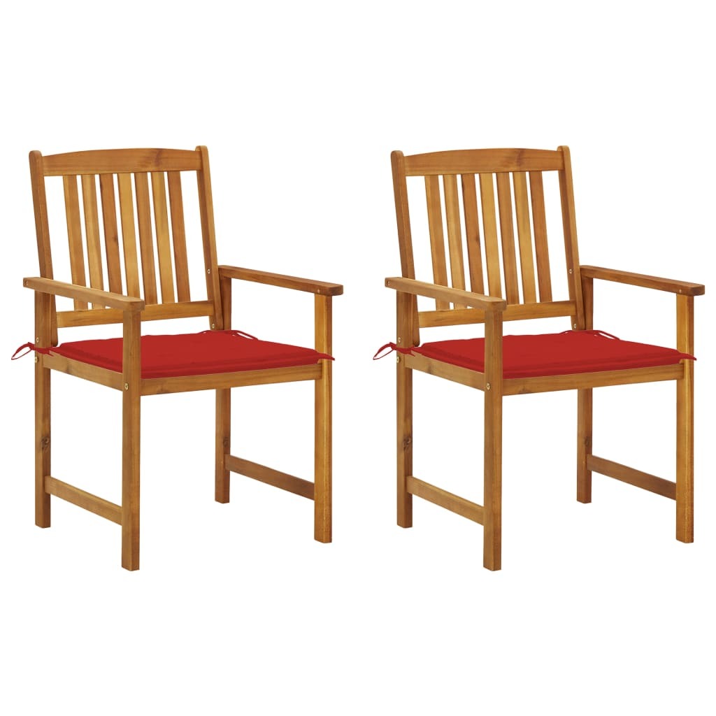 Patio Chairs with Cushions 2 pcs Solid Acacia Wood
