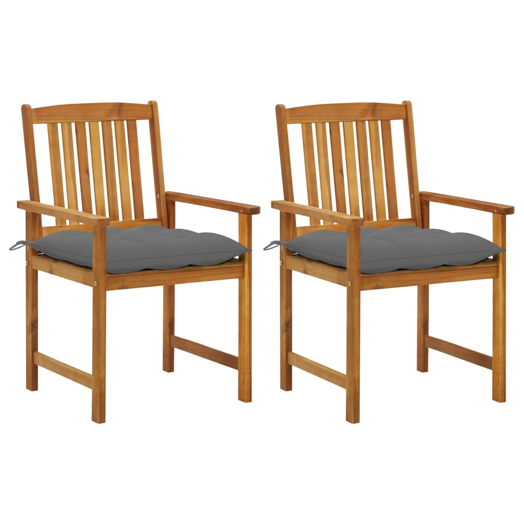 Patio Chairs with Cushions 2 pcs Solid Acacia Wood