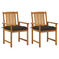 Patio Chairs with Cushions 2 pcs Solid Acacia Wood