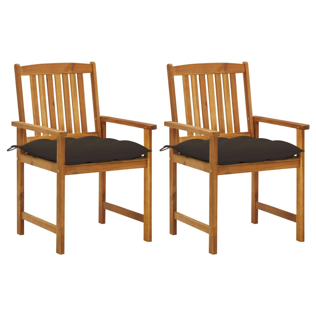 Patio Chairs with Cushions 2 pcs Solid Acacia Wood