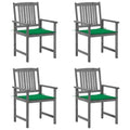 Patio Chairs with Cushions 4 pcs Gray Solid Acacia Wood