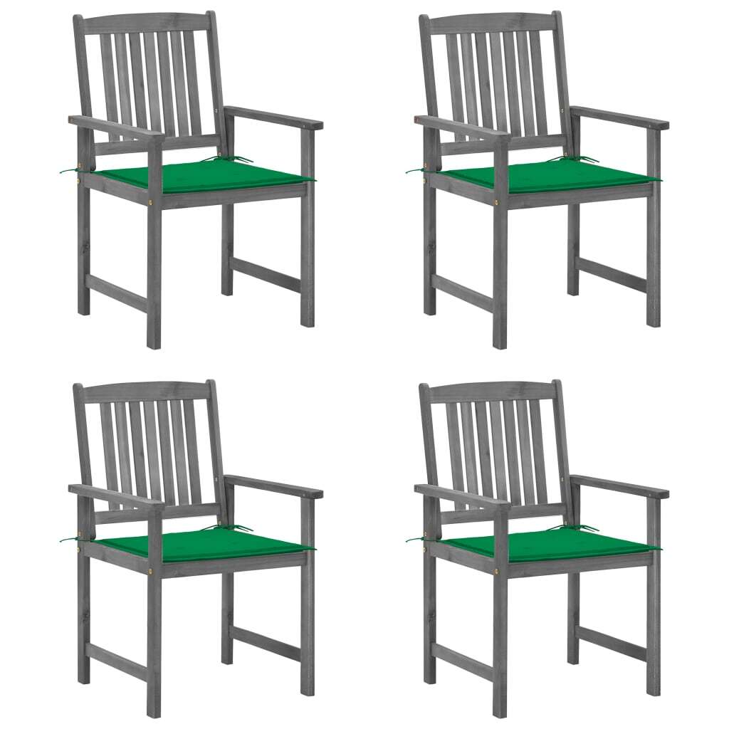Patio Chairs with Cushions 4 pcs Gray Solid Acacia Wood