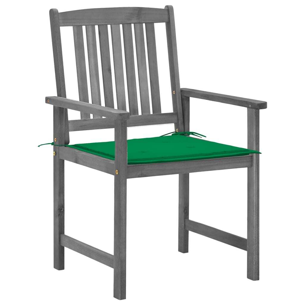 Patio Chairs with Cushions 4 pcs Gray Solid Acacia Wood
