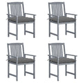 Patio Chairs with Cushions 4 pcs Gray Solid Acacia Wood