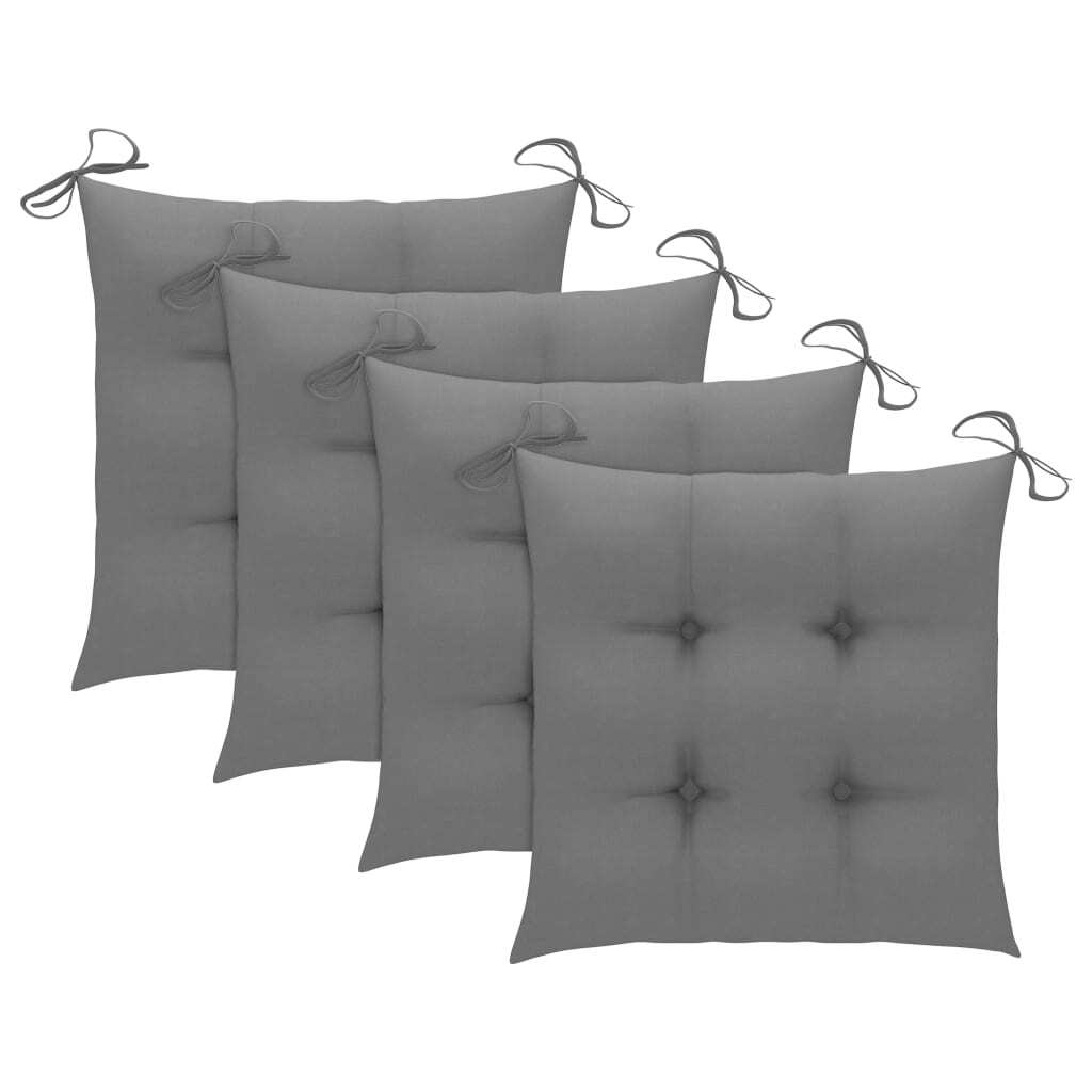 Patio Chairs with Cushions 4 pcs Gray Solid Acacia Wood