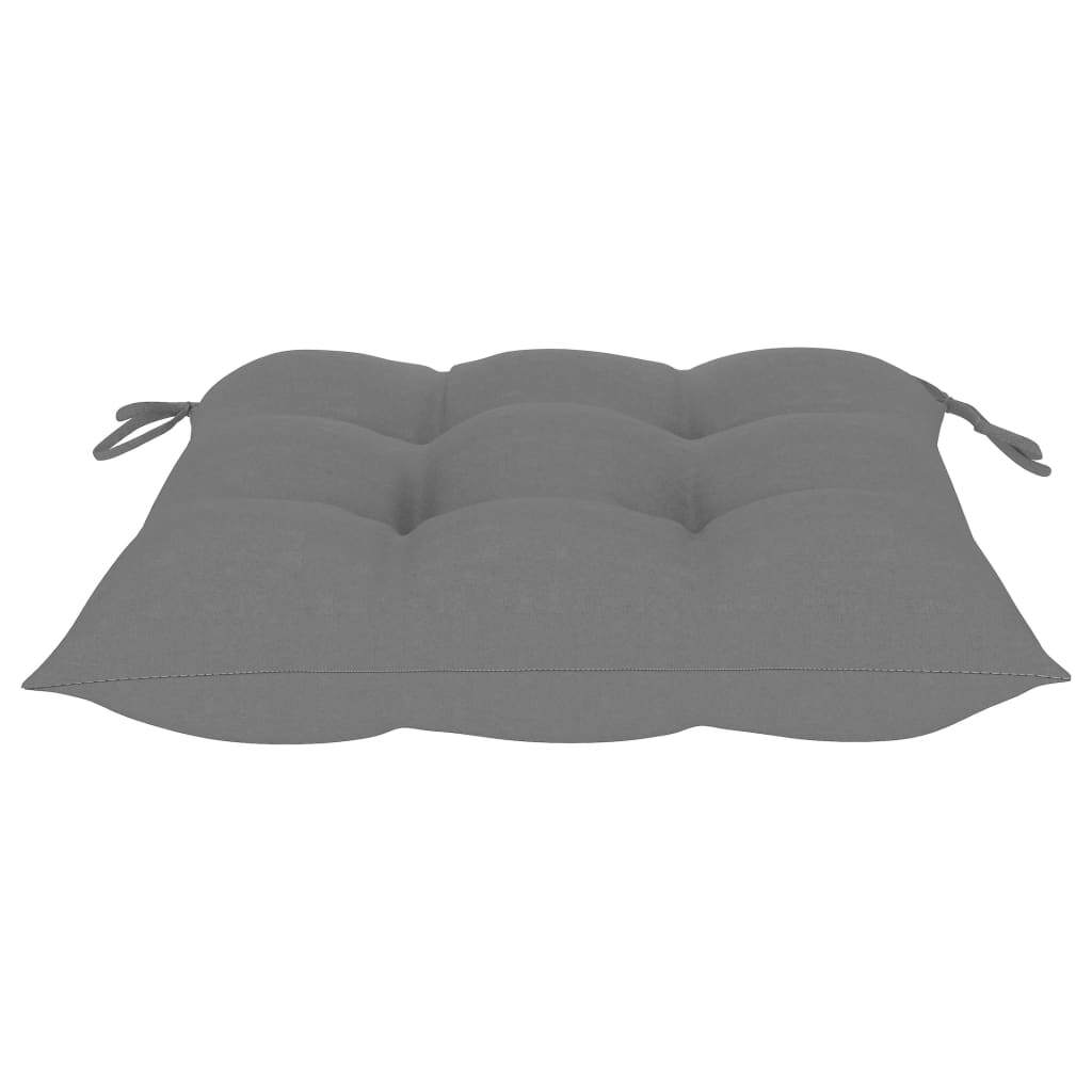 Patio Chairs with Cushions 4 pcs Gray Solid Acacia Wood