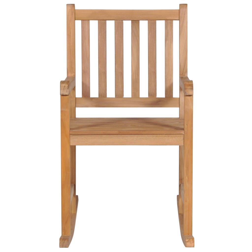 Rocking Chair with Cream White Cushion Solid Teak Wood