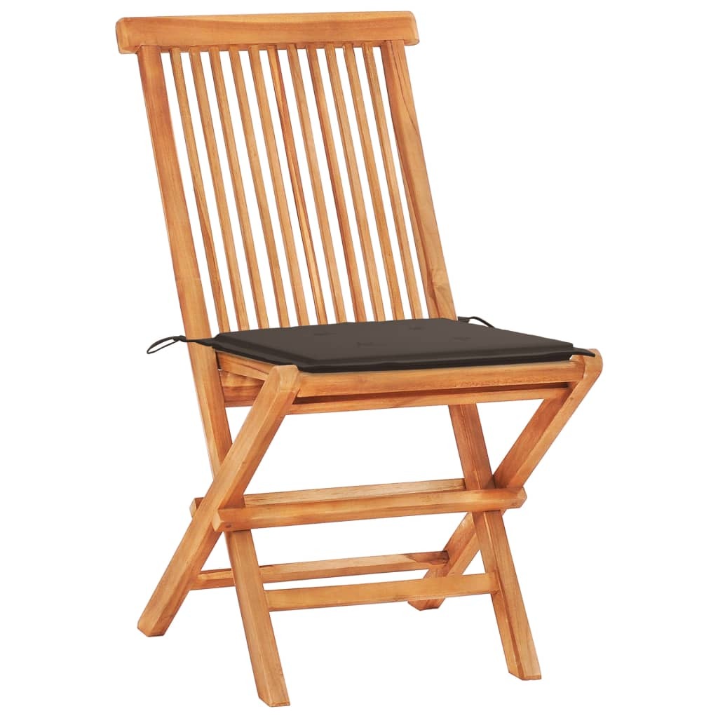 3 Piece Bistro Set with Taupe Cushions Solid Teak Wood