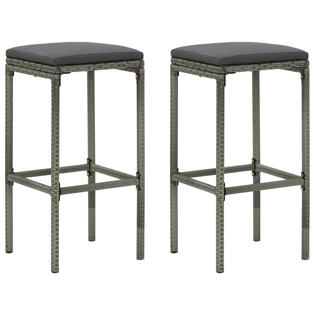 3 Piece Patio Bar Set with Cushions Poly Rattan Gray