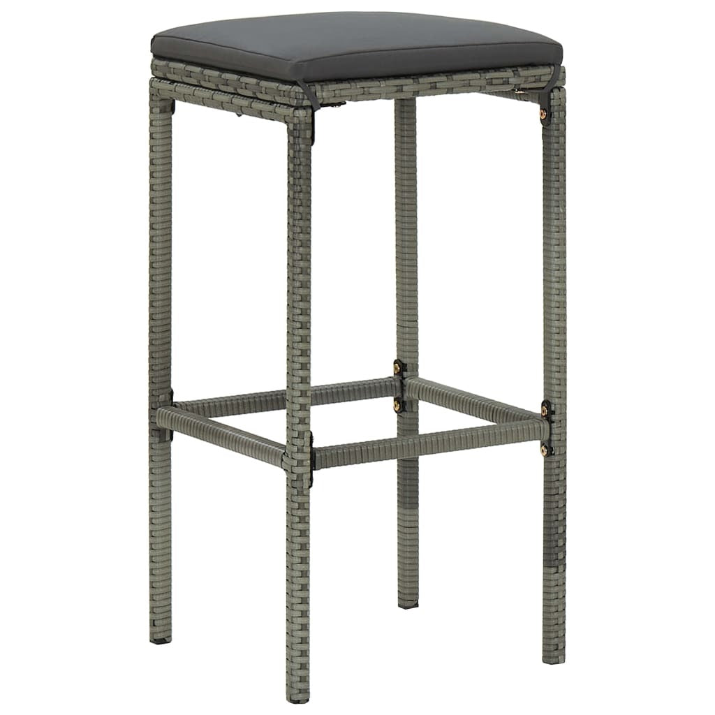 3 Piece Patio Bar Set with Cushions Poly Rattan Gray