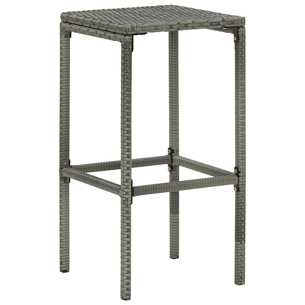 3 Piece Patio Bar Set with Cushions Poly Rattan Gray