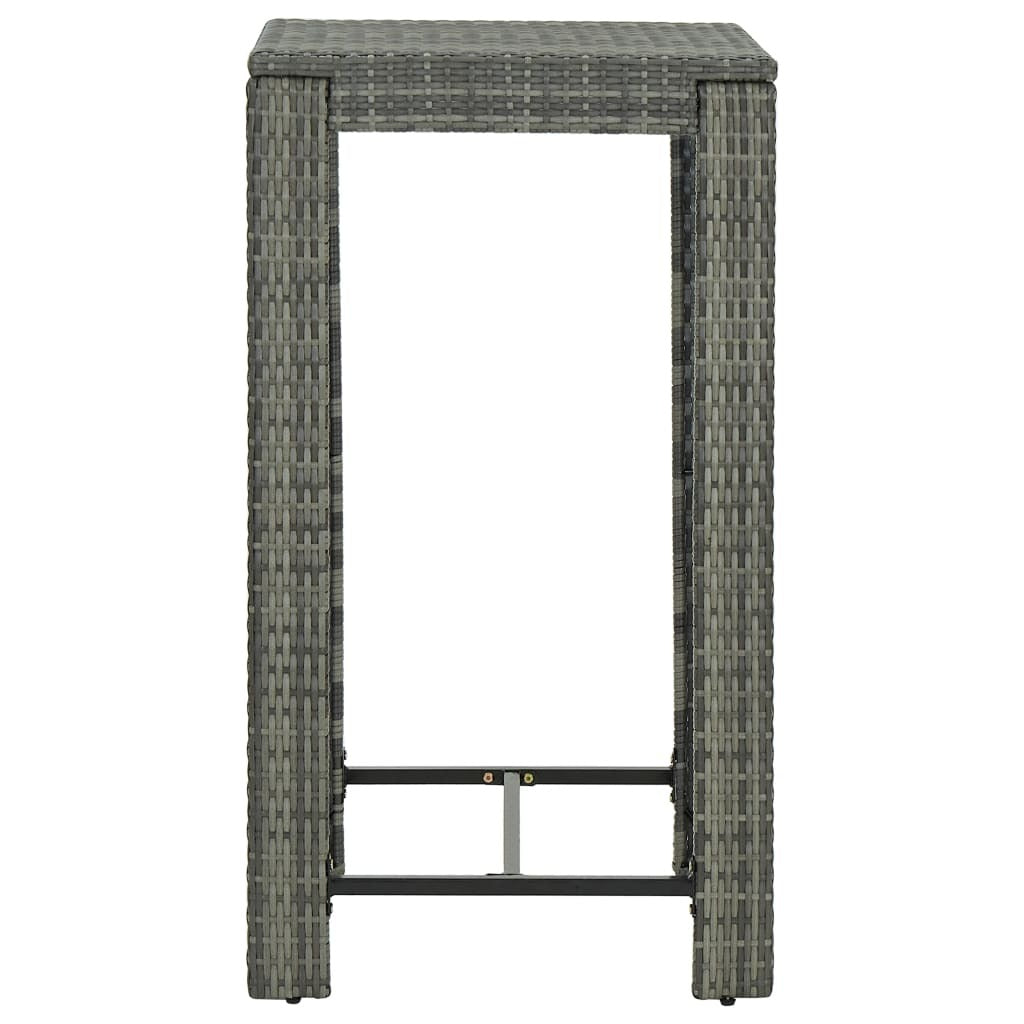 5 Piece Patio Bar Set with Cushions Poly Rattan Gray