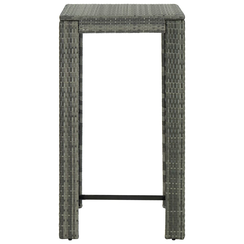 5 Piece Patio Bar Set with Cushions Poly Rattan Gray