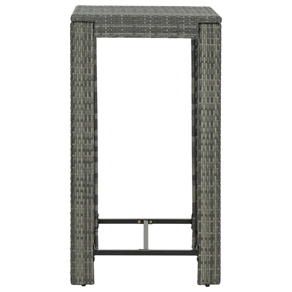 5 Piece Patio Bar Set with Cushions Poly Rattan Gray