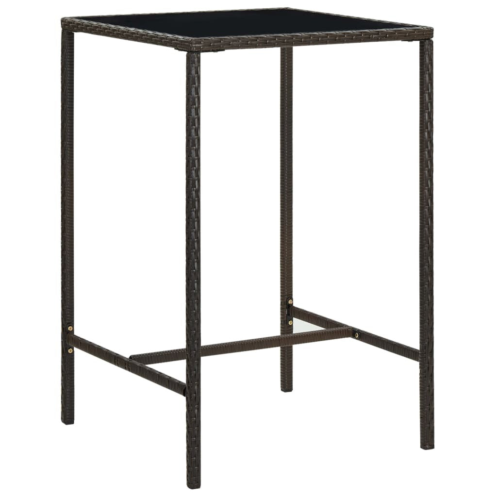 3 Piece Patio Bar Set Poly Rattan Brown