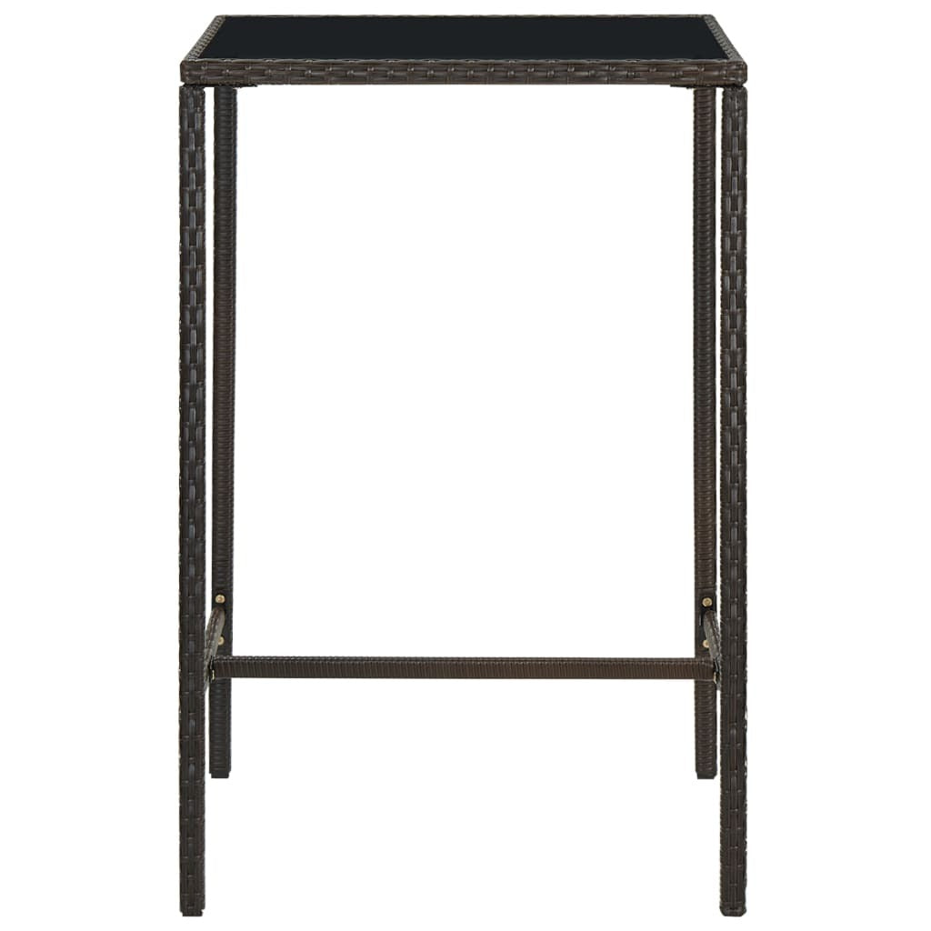 3 Piece Patio Bar Set Poly Rattan Brown