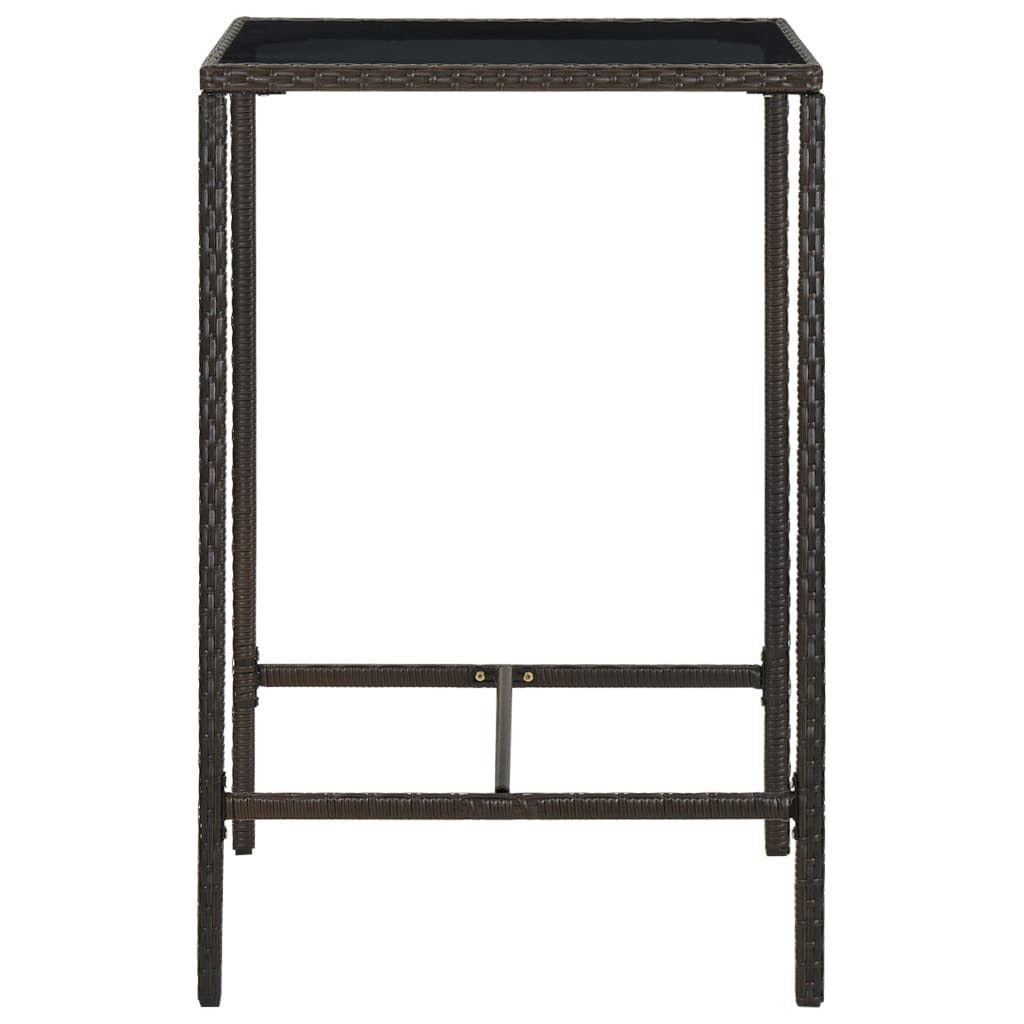 3 Piece Patio Bar Set Poly Rattan Brown