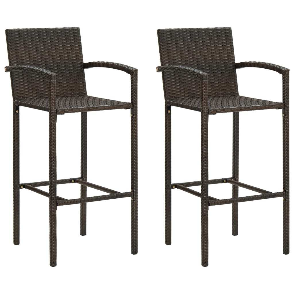 3 Piece Patio Bar Set Poly Rattan Brown