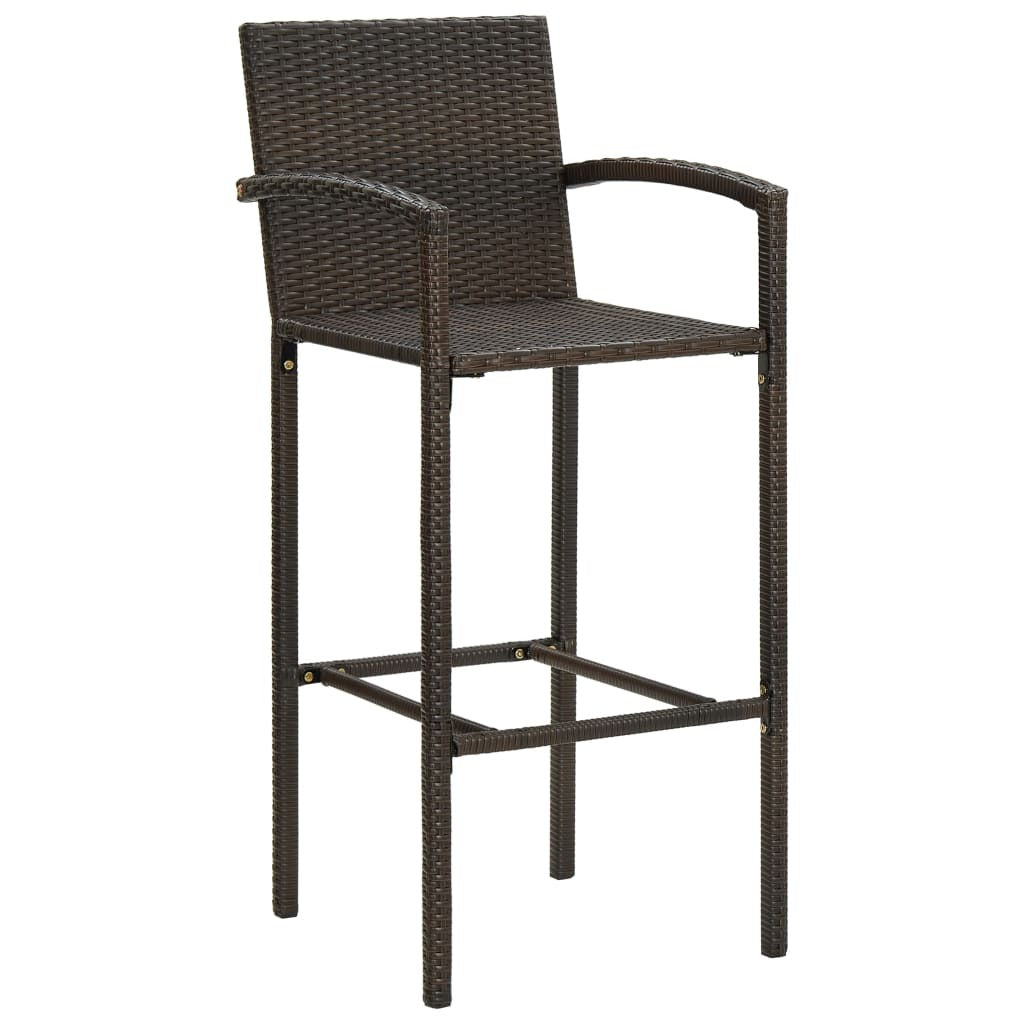 3 Piece Patio Bar Set Poly Rattan Brown