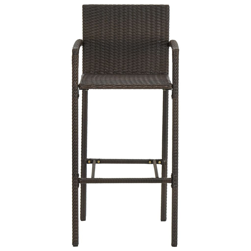 3 Piece Patio Bar Set Poly Rattan Brown