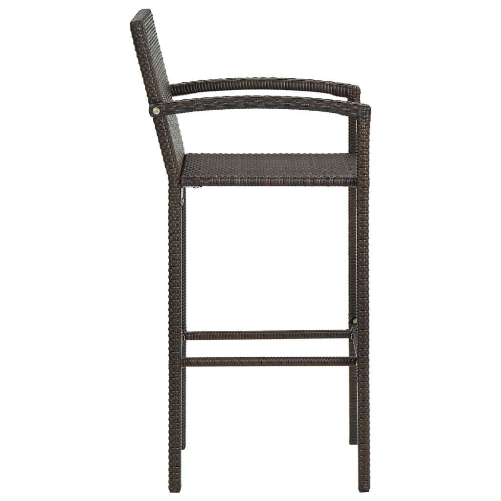 3 Piece Patio Bar Set Poly Rattan Brown