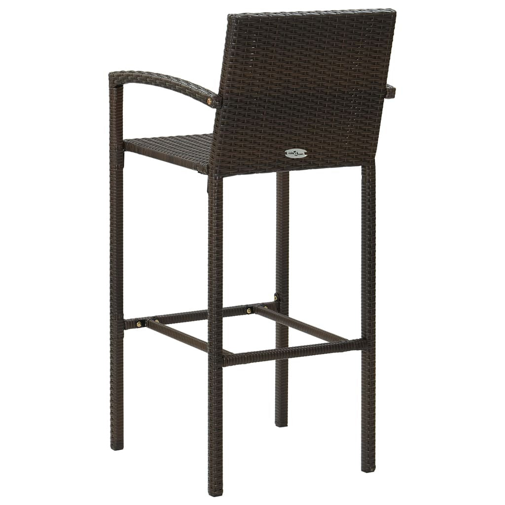 3 Piece Patio Bar Set Poly Rattan Brown