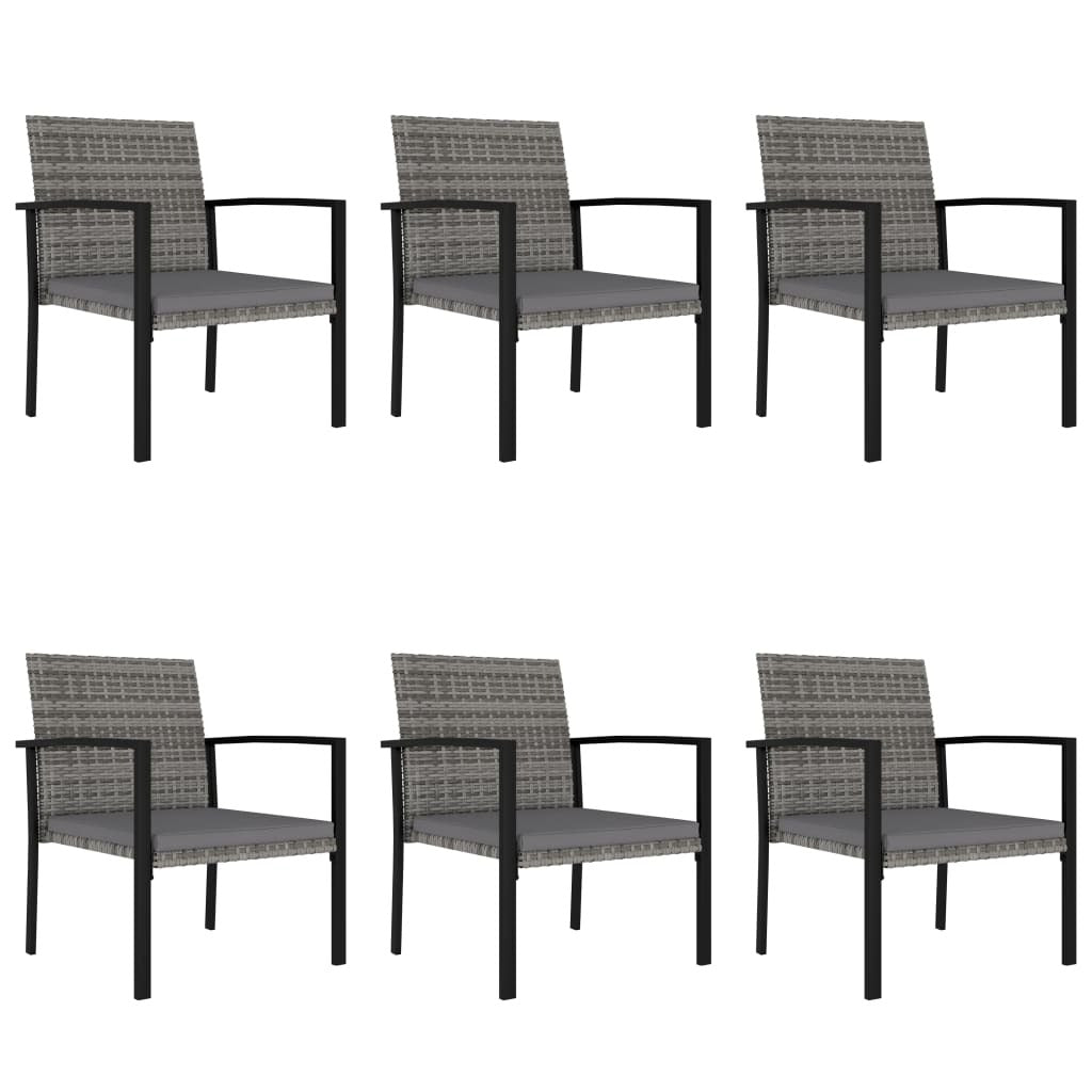 7 Piece Patio Dining Set Poly Rattan Gray