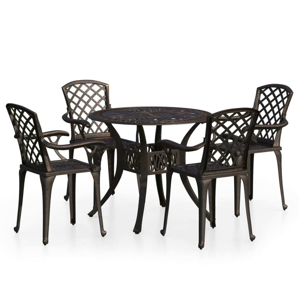 5 Piece Bistro Set Cast Aluminum Bronze