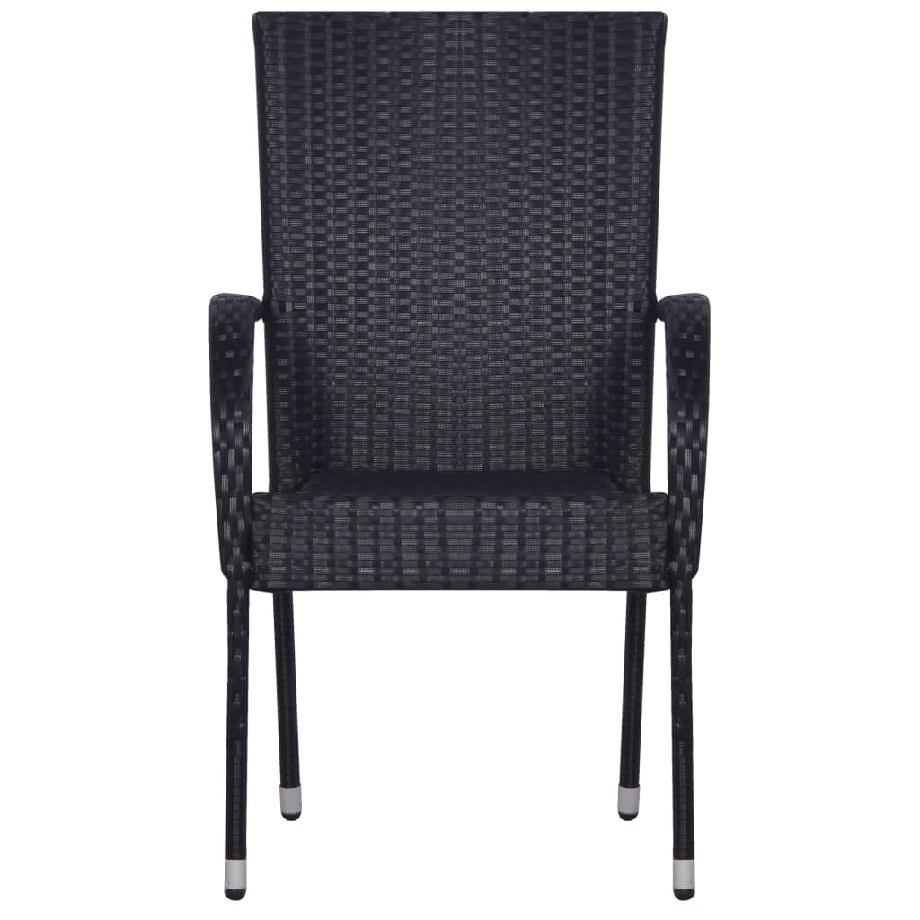 5 Piece Patio Dining Set Poly Rattan Black
