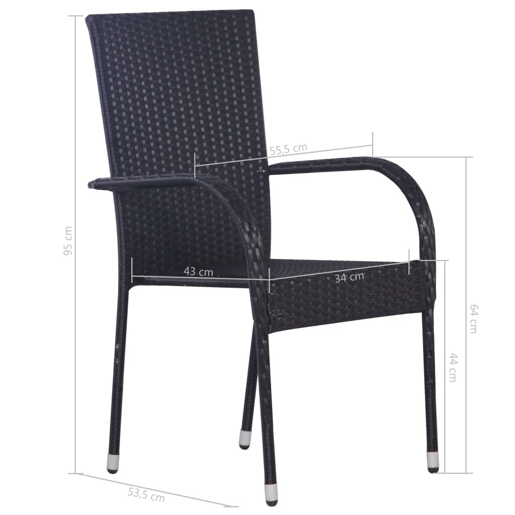 5 Piece Patio Dining Set Poly Rattan Black