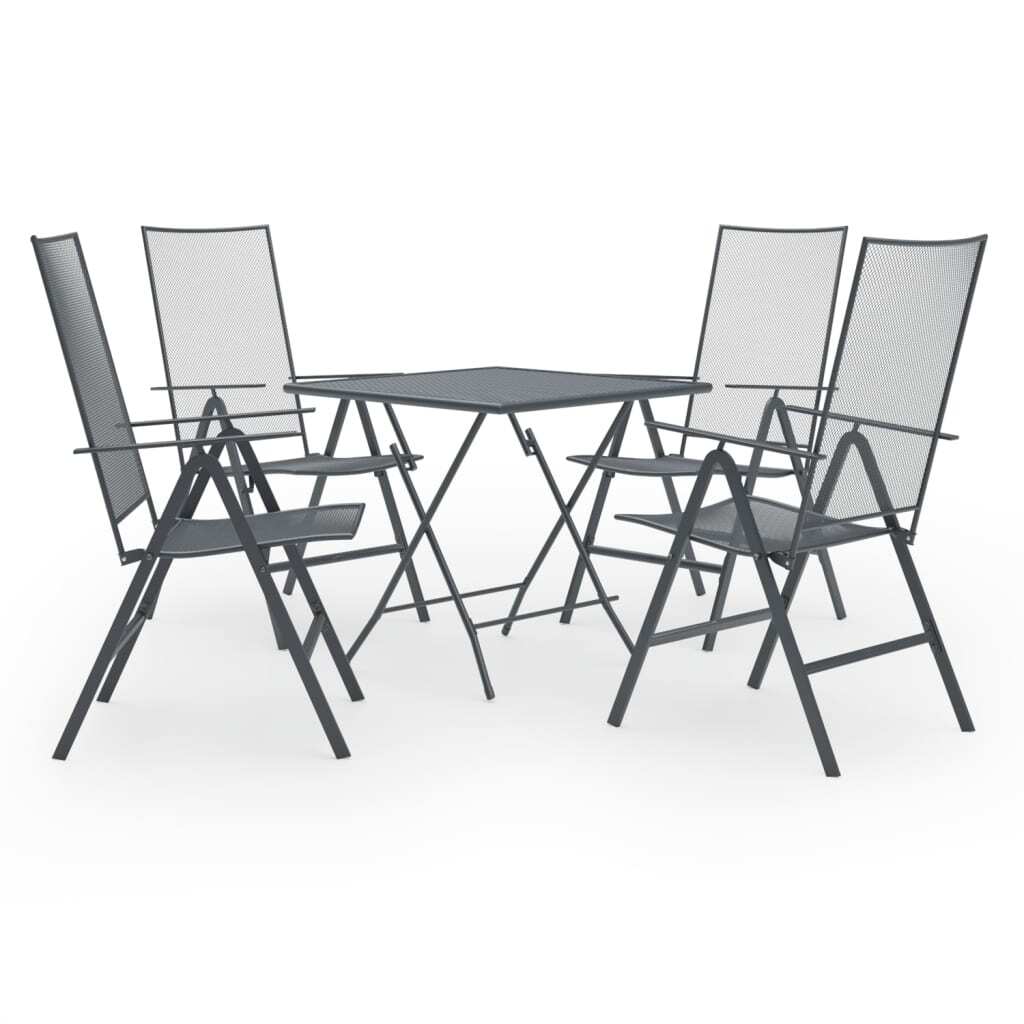 5 Piece Patio Dining Set Steel Anthracite