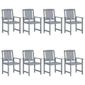 Patio Chairs 8 pcs Solid Acacia Wood Gray