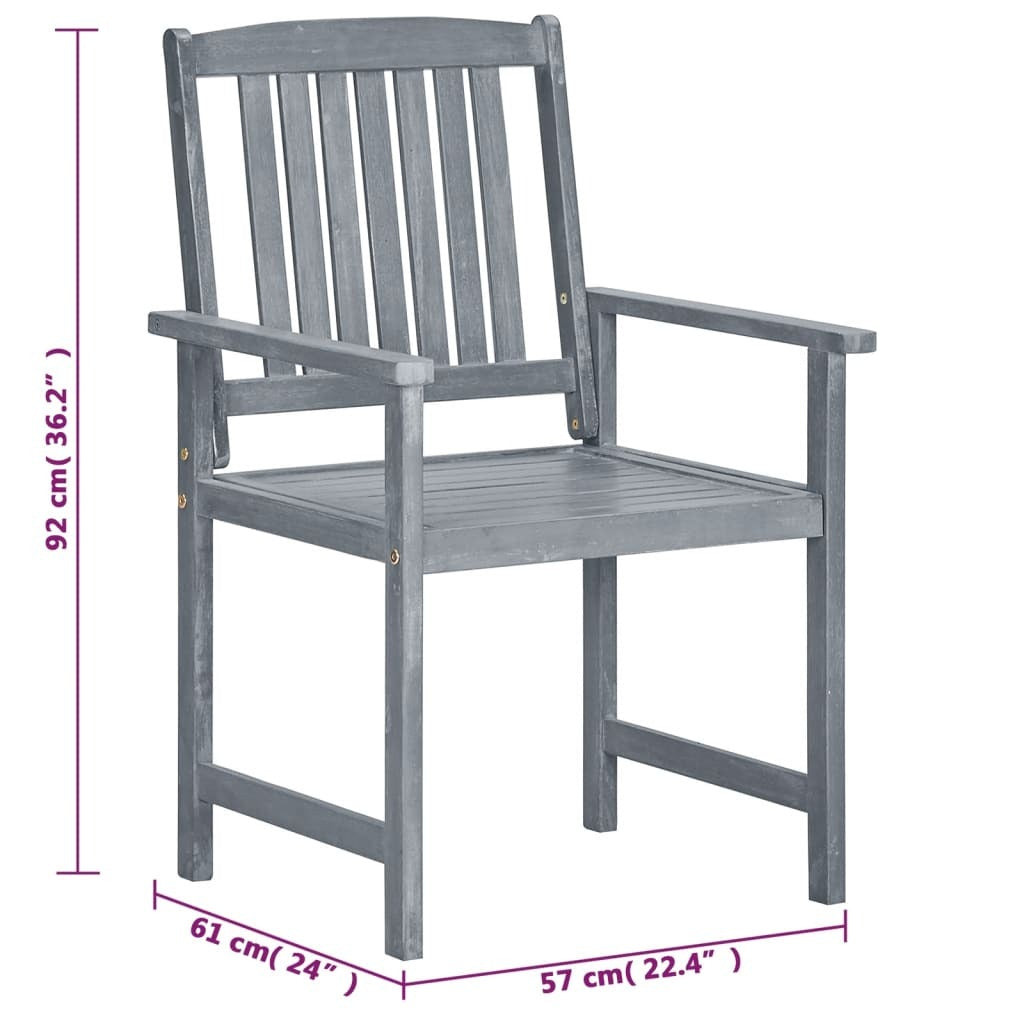 Patio Chairs 8 pcs Solid Acacia Wood Gray
