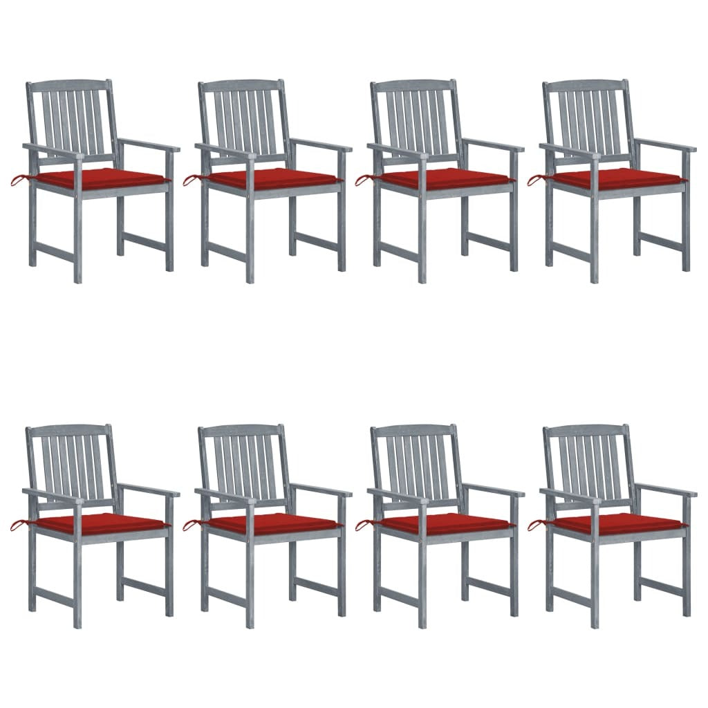 Patio Chairs with Cushions 8 pcs Solid Acacia Wood Gray