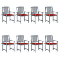 Patio Chairs with Cushions 8 pcs Solid Acacia Wood Gray
