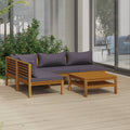5 Piece Patio Lounge Set with Cushion Solid Acacia Wood