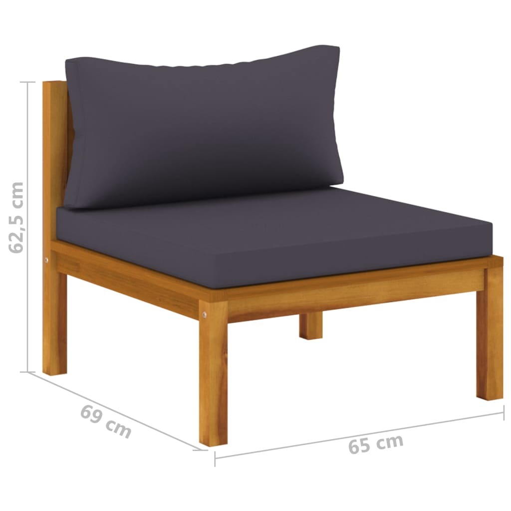 5 Piece Patio Lounge Set with Cushion Solid Acacia Wood