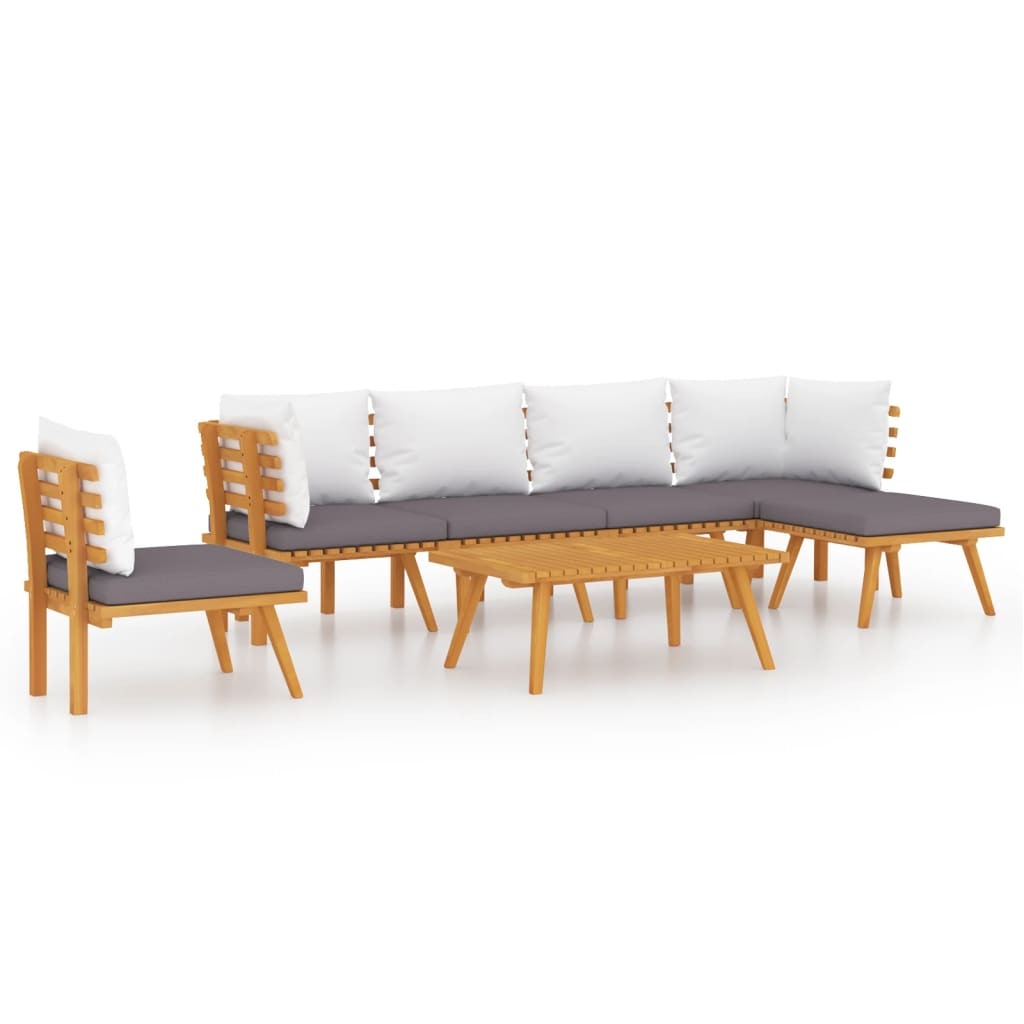 7 Piece Patio Lounge Set with Cushions Solid Acacia Wood
