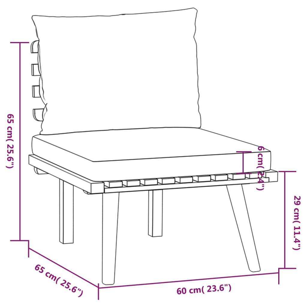 7 Piece Patio Lounge Set with Cushions Solid Acacia Wood