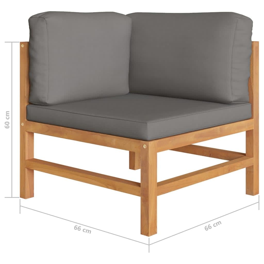 2-Seater Patio Sofa with Gray Cushions Solid Teak Wood