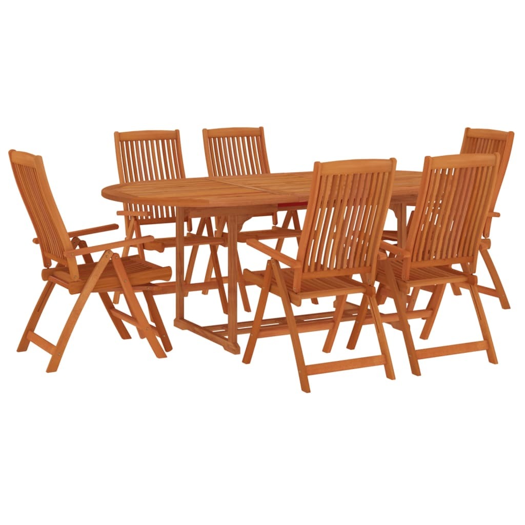 7 Piece Patio Dining Set Solid Wood Eucalyptus