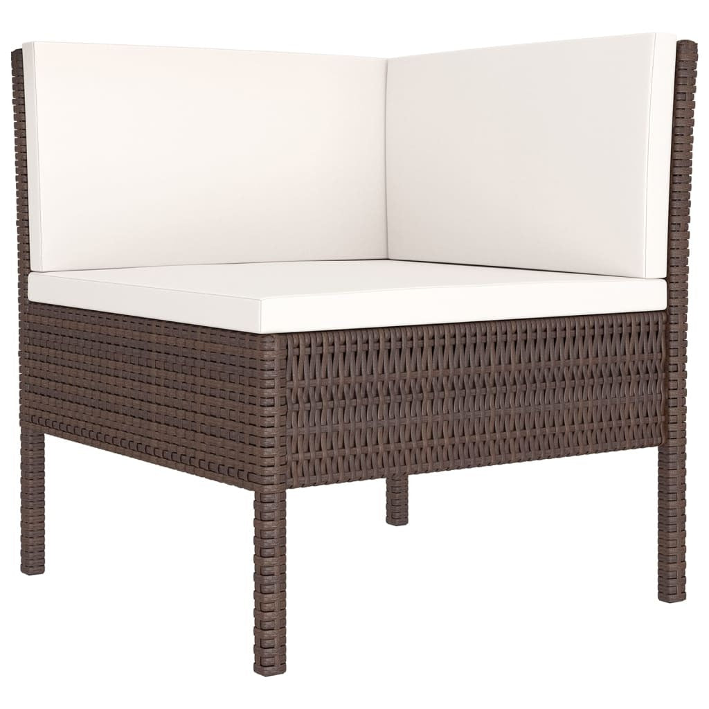 8 Piece Patio Lounge Set with Cushions Poly Rattan Brown