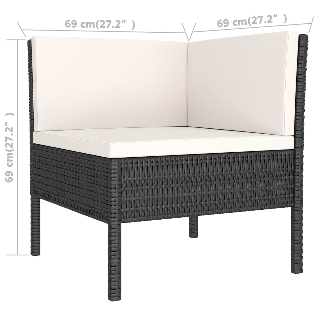 11 Piece Patio Lounge Set with Cushions Poly Rattan Black