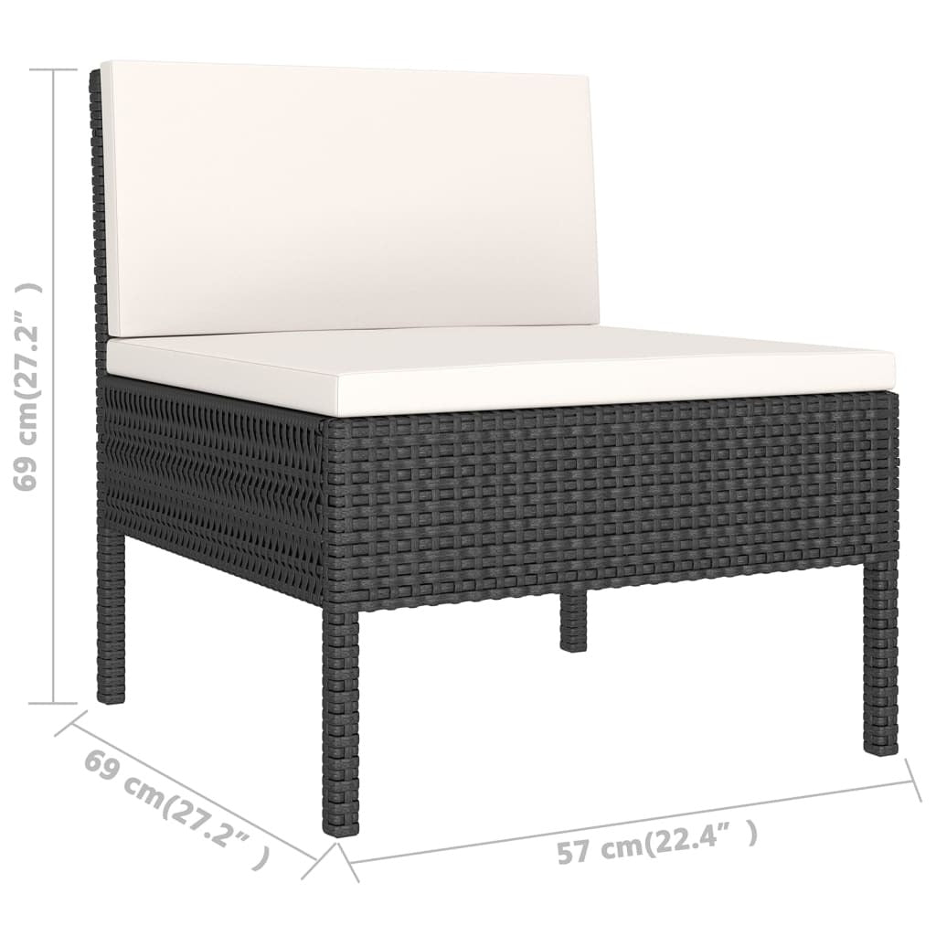 11 Piece Patio Lounge Set with Cushions Poly Rattan Black
