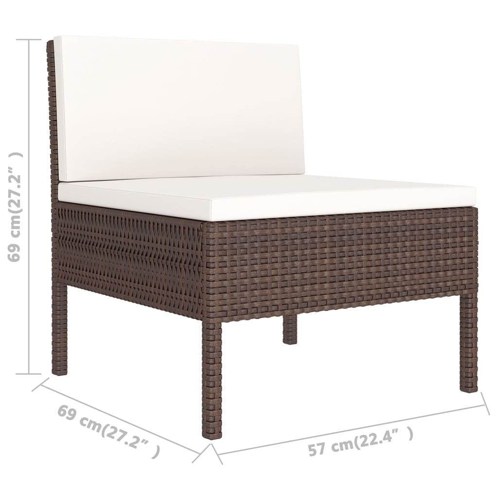12 Piece Patio Lounge Set with Cushions Poly Rattan Brown