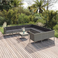 12 Piece Patio Lounge Set with Cushions Poly Rattan Gray