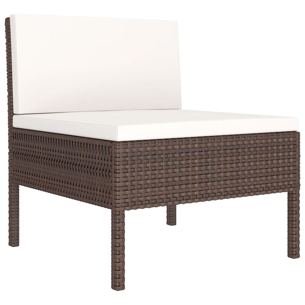 12 Piece Patio Lounge Set with Cushions Poly Rattan Brown