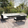 12 Piece Patio Lounge Set with Cushions Poly Rattan Black